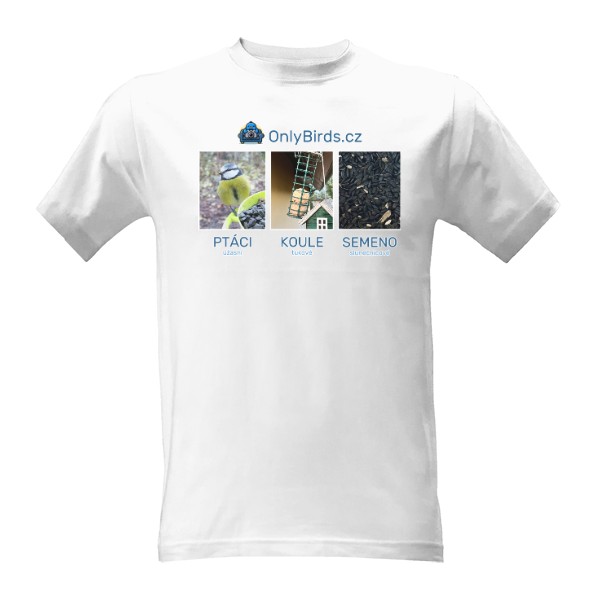 Tričko s potiskem Ptáci, koule, semeno - světlé